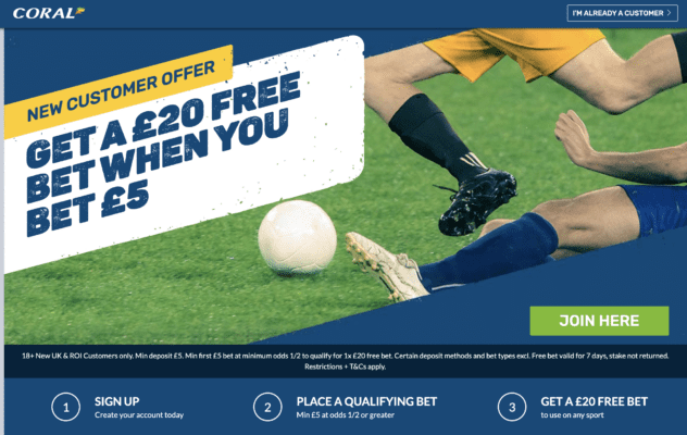Coral Free Bet offer