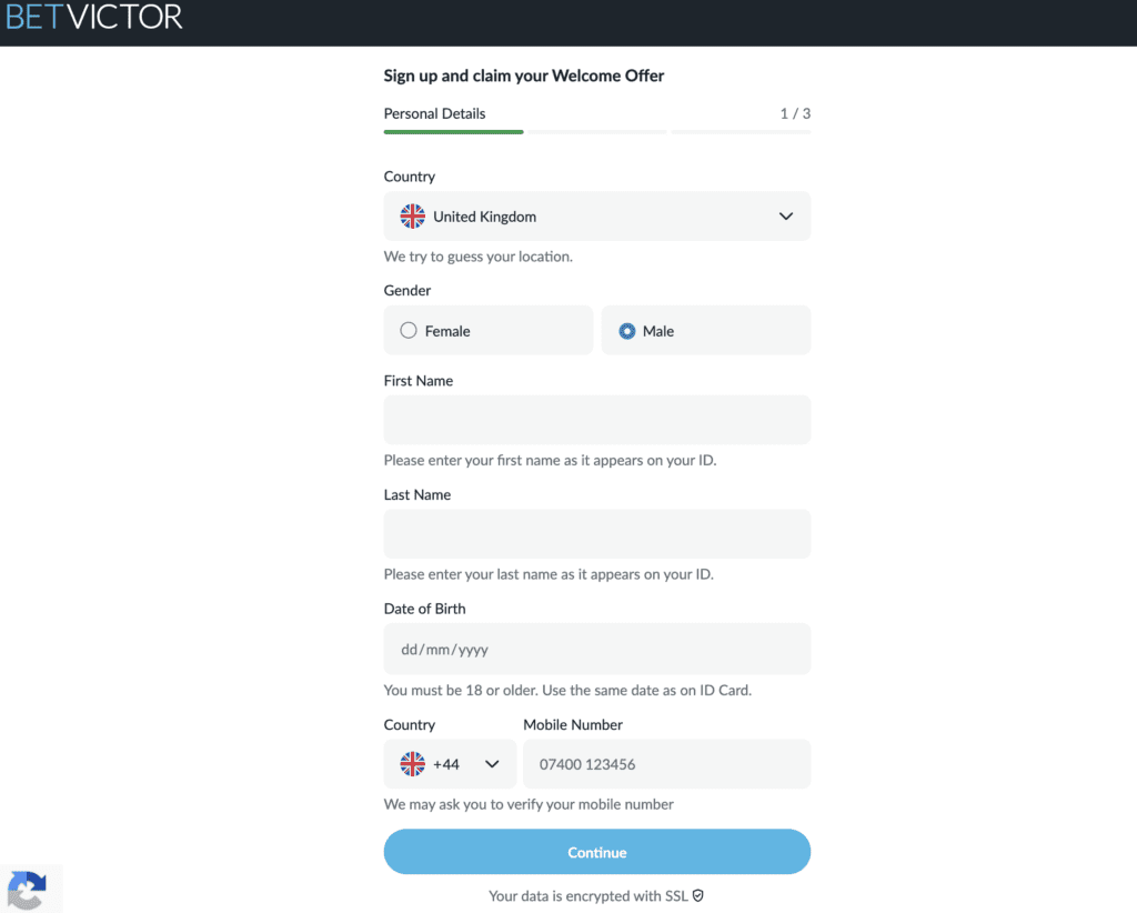BetVictor Sign Up
