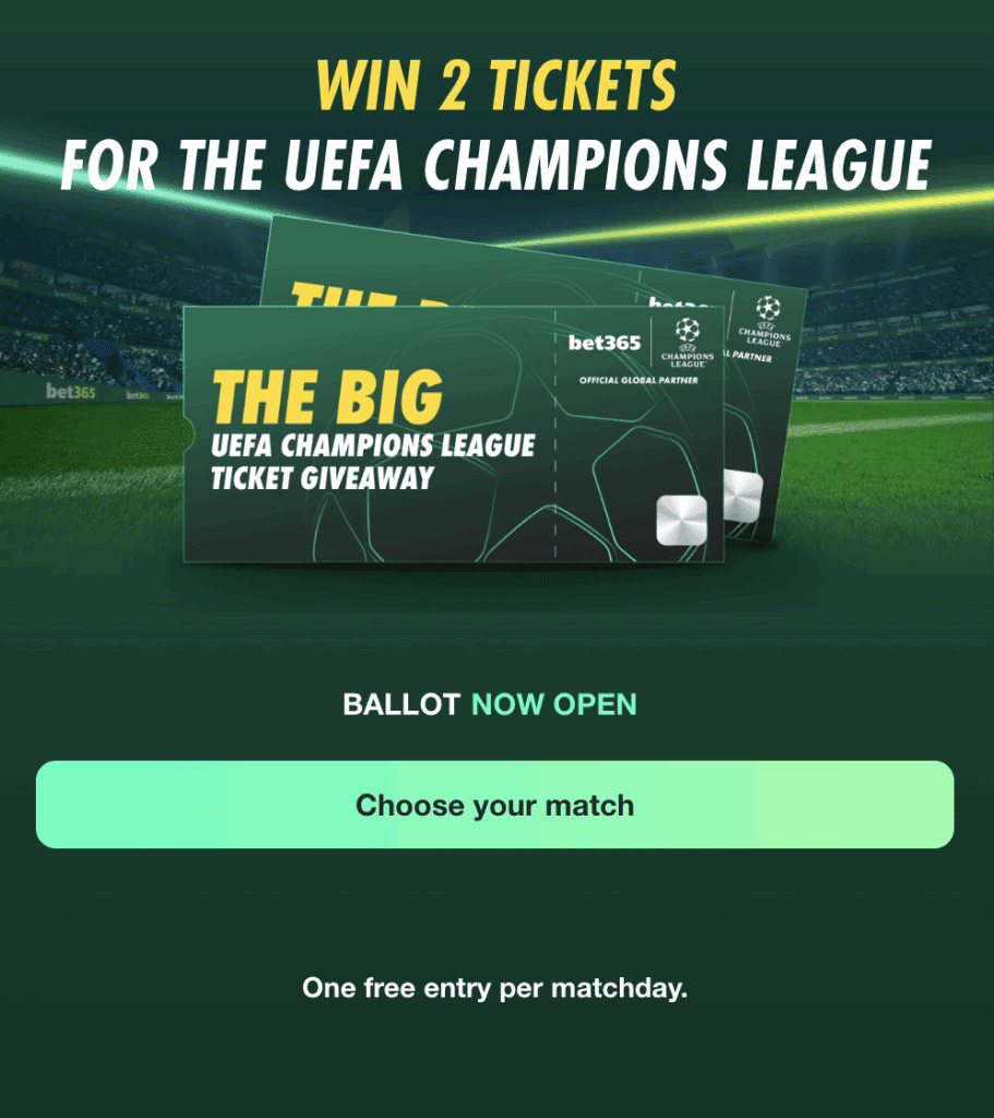 bet365 Champions League Big Ticket Giveaway