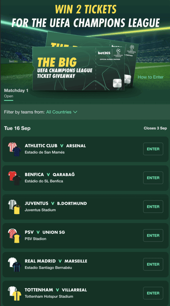 Ballot 1 Bet365 Champions League