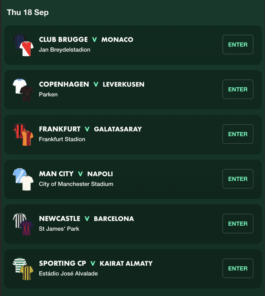 bet365 Matchday 1 Champions League
