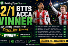 42/1 BTTS Acca Winner: How Our Tuesday Tactical Script Swept the Board 42:1 BTTS Acca Win Tuesday 12th May