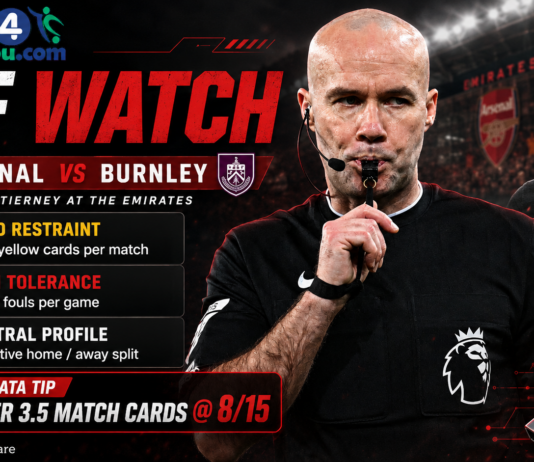 Paul Tierney Referee Stats: Disciplinary Record for Arsenal vs Burnley Paul Tierney