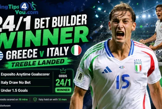 Greece v Italy Bet Builder Winner — 24/1 Treble Lands as Esposito Scores Again Bet Builder Landed Greece vs Italy