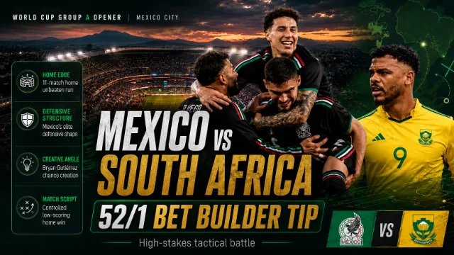 BettingTips4You.com | Free Football Betting Tips & Predictions 52/1 Mexico vs South Africa Bet Builder Tip: World Cup Group A Opener