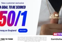 Betfred 50/1 A Goal to be Scored — Norway vs England World Cup 2026 Enhanced Odds BETFRED England vs Norway Enhanced