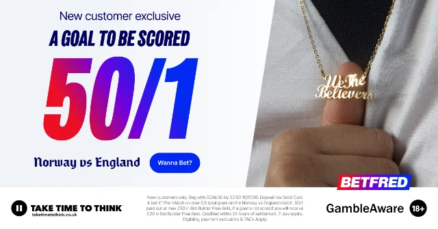 BETFRED England vs Norway Enhanced